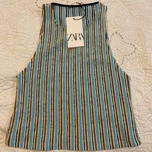 NWT Zara  Aqua with White, Black and Orange Stripes (copy)